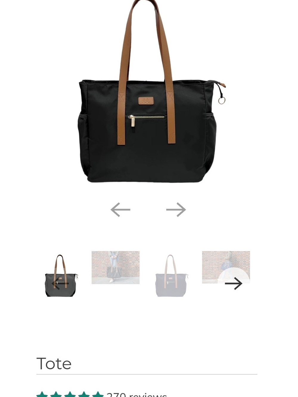 Everyday Black Tote with Brown Handles